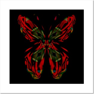 Fantasy Butterfly  with Red Pattern Wings Posters and Art